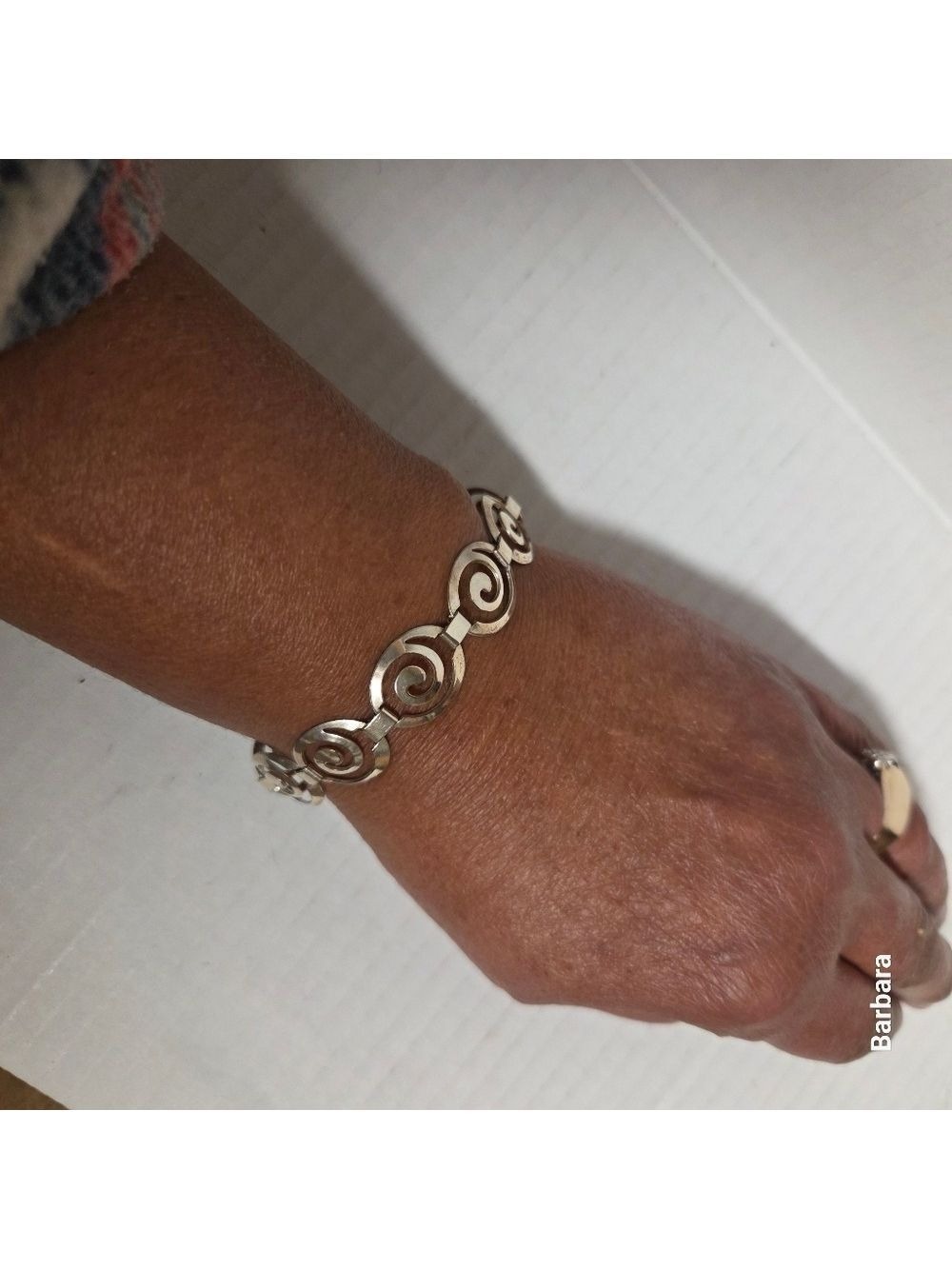 Vintage Sterling Silver Italy SLF 925 Greek Spiral Tennis Bracelet